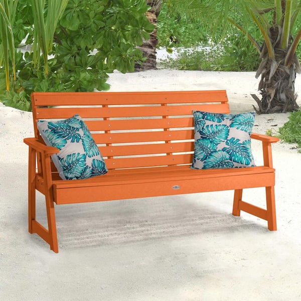 Highwood Riverside 5 ft. 2-Person Citrus Orange Recycled Plastic Garden Bench
