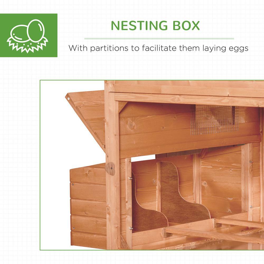 Large Orange Wooden Chicken Coop with Nesting Box and Run