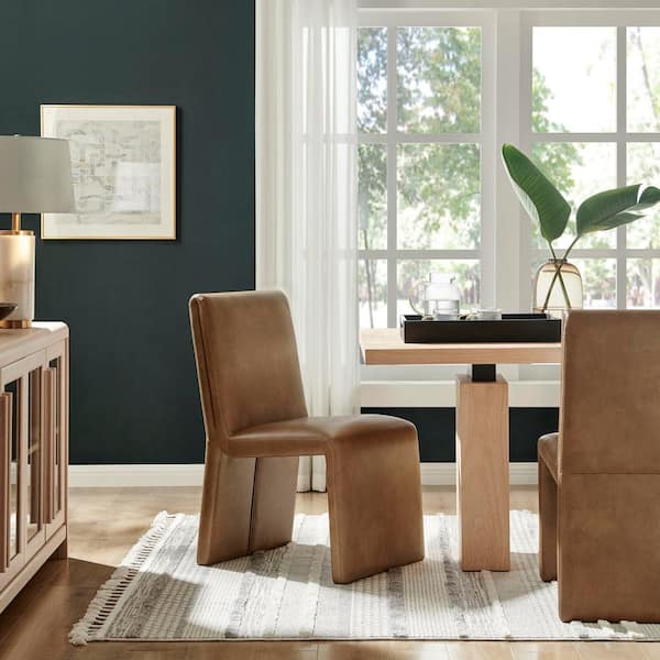 Emory Faux Leather Dining Side Chair in Canyon-Single Armless Slipper Chair
