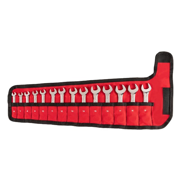 TEKTON 6-19 mm Stubby Combination Wrench Set with Pouch (14-Piece)