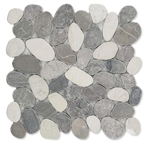 Sliced Pebble Earl Grey 11-1/4 in. x 11-1/4 in. x 9.5 mm Mesh-Mounted Mosaic Tile (9.61 sq. ft./case)