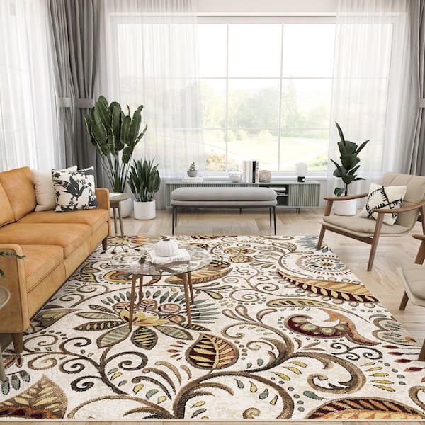 Capri Abstract Ivory 9 ft. x 12 ft. Indoor Area Rug