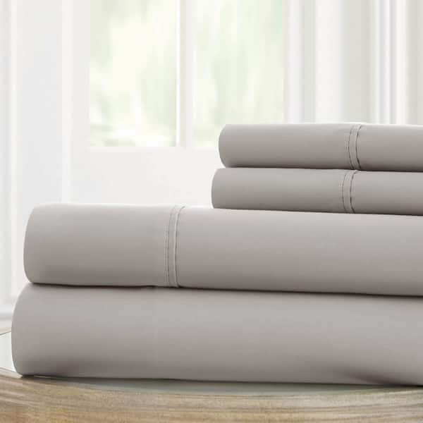 MODERN THREADS 1800 Series 100 GSM 4-Piece Gray Solid Microfiber California KingSheet Set
