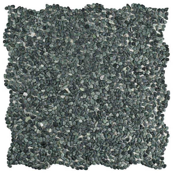 Merola Tile Take Home Tile Sample - Pebblini Mini Seaweed Green 6 in. x 6 in. Natural Stone Mosaic