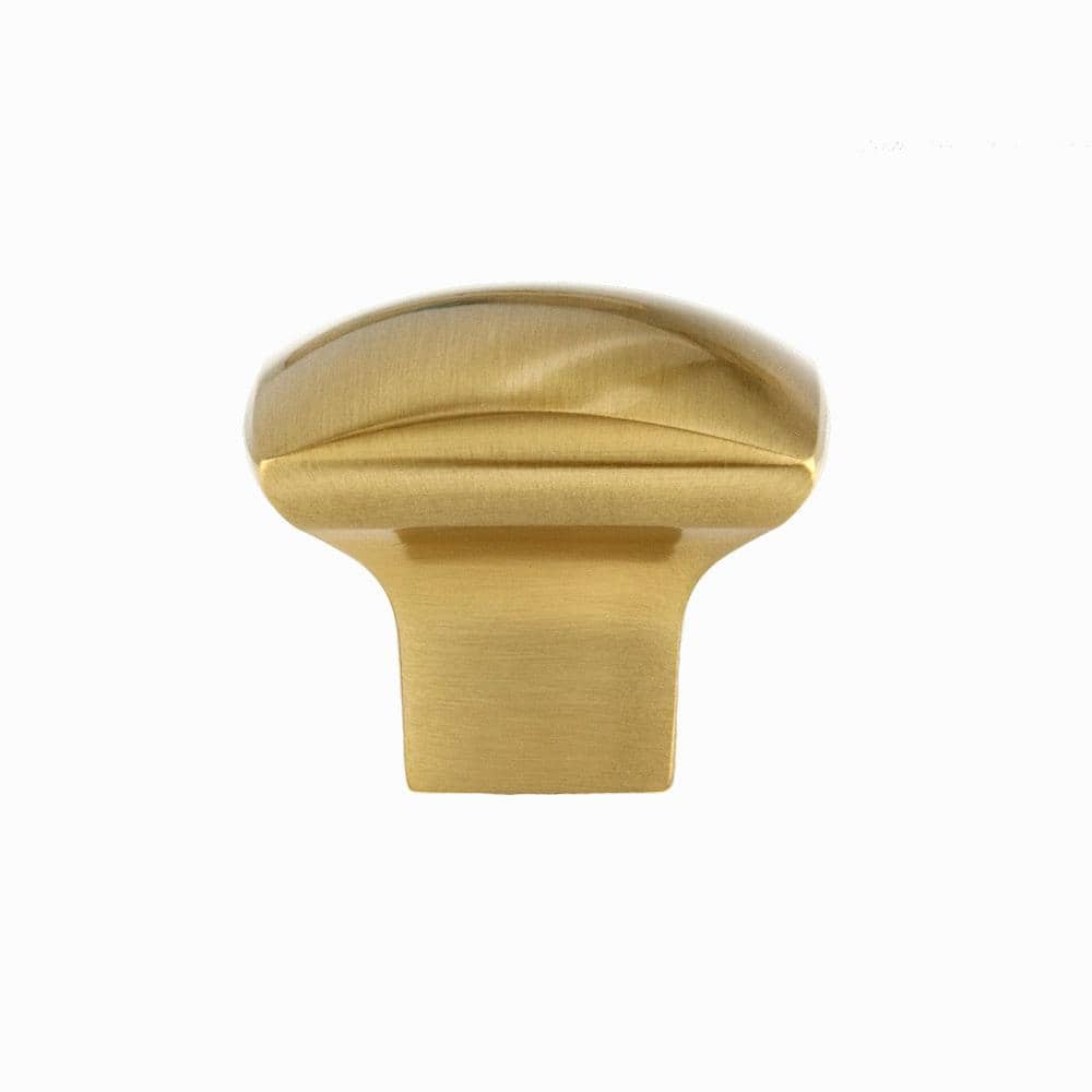 Satin Brass Square Cabinet Knob with Mounting Hardware