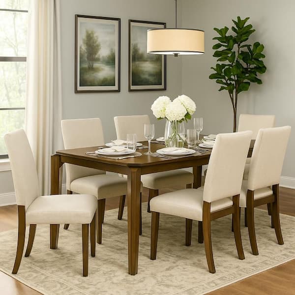 Montena Brown Wood 59 in. 4 Legs Dining Table Seats 6