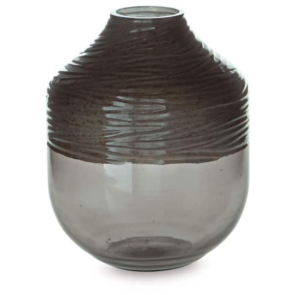Signature DESIGN BY ASHLEY Harpwick 10 in. Gray Glass Bud Decorative Vase