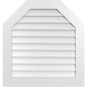 32 in. x 34 in. Octagonal Top Surface Mount PVC Gable Vent: Decorative with Standard Frame