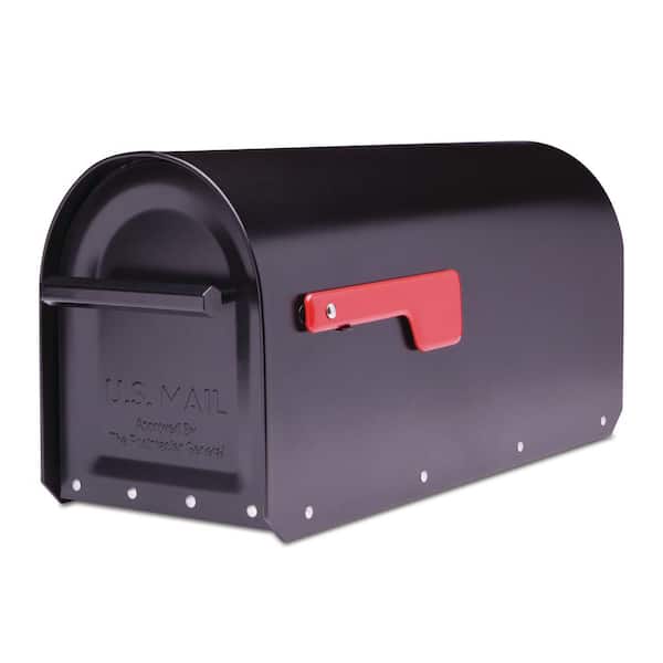 Architectural Mailboxes Sequoia Black, Large, Steel, Heavy Duty Post Mount Mailbox
