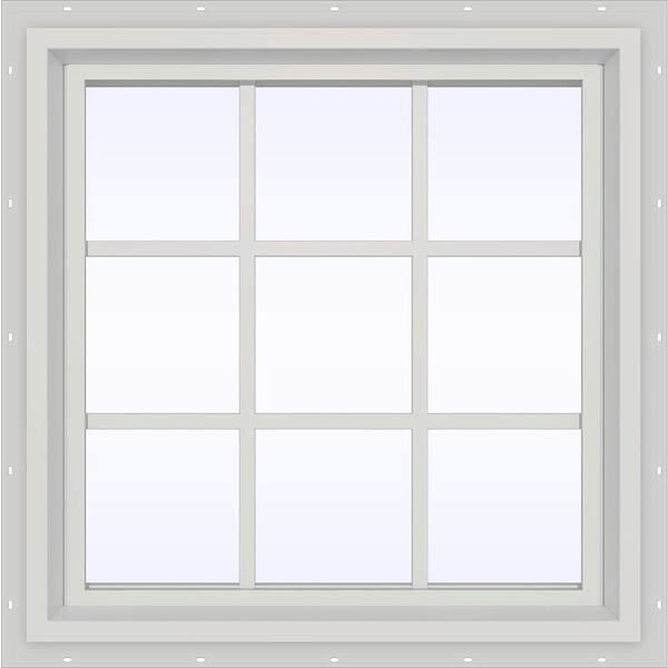 JELD-WEN 29.5 in. x 35.5 in. V-4500 Series White Vinyl Fixed Picture Window with Colonial Grids/Grilles