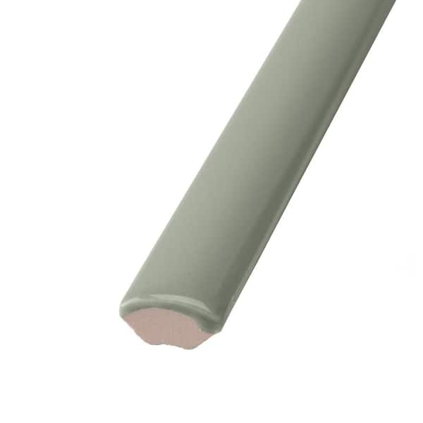 Castillo Demi-Bullnose Sage 1/2 in. x 12 in. Glossy Ceramic Wall Tile Trim
