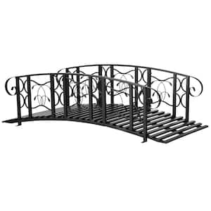 6' Metal Arch Backyard Garden Bridge with 660 lbs. Weight Capacity, Safety Siderails, Vine Motifs