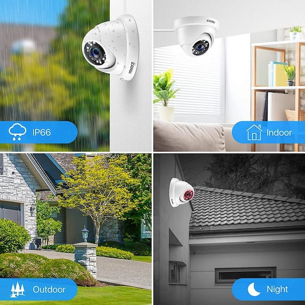 ZOSI Wired 1080p White Indoor Dome TVI Security Camera Compatible