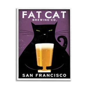 Fat Cat Brewing Vintage Typography Design by Ryan Fowler Framed Typography Art Print 30 in. x 24 in.