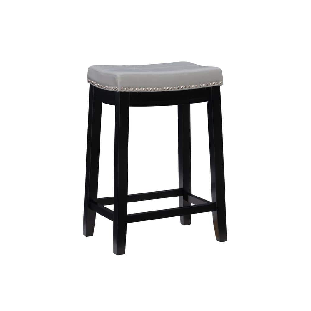 Concord 26.5 in. Black and Gray Backless Wood Counter Stool with Faux Leather Seat price history on PriceWatchPro