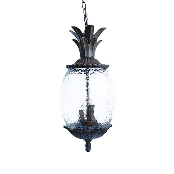 Lanai Collection 3-Light Black Coral Outdoor Hanging Light Fixture