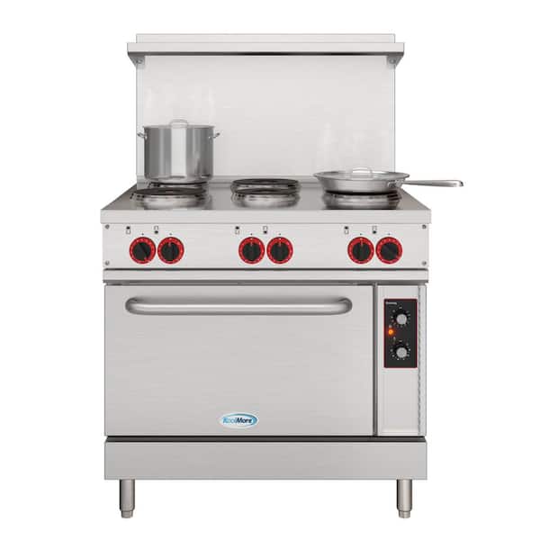 Koolmore 36 in. Commercial Electric Range with 6-Burners and 1-Standard Electric Oven in Stainless Steel - 208-Volt 3-Phase