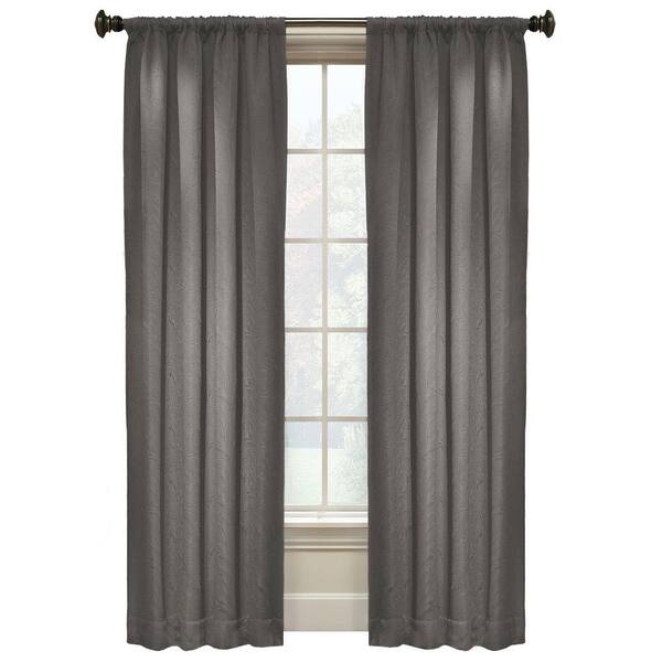Unbranded Matte Paisley 84 in. L Grey Rod Pocket Curtain