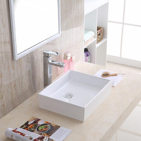 VC-503-WH Valera 16 in. Vitreous China Vessel Bathroom Sink in White