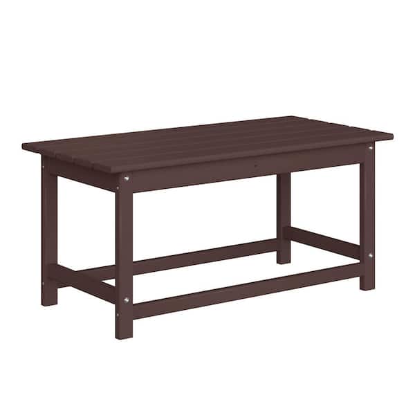 Mason Dark Brown Poly Plastic Fade Resistant Outdoor Patio Rectangle Adirondack Coffee Table