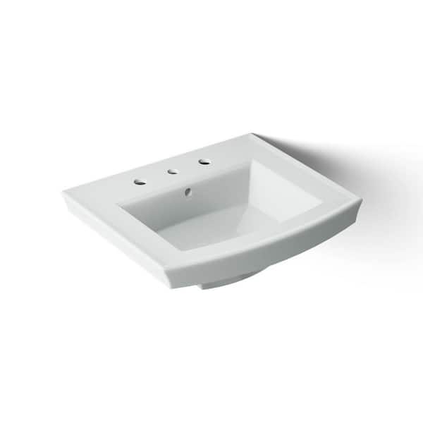 Archer 24 in. x 11.94 in. Pedestal Bathroom Sink in Ice Grey Vitreous China