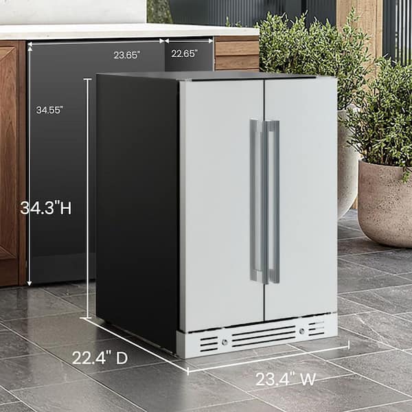 4.1 cu. ft. Dual Zone Built-In Holds 20 Wine Bottles and 60 Cans Outdoor Refrigerator, Wine Cooler in Stainless Steel