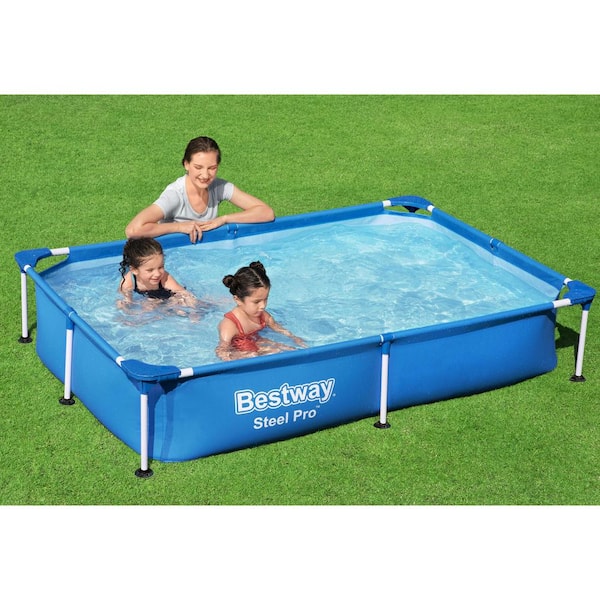 in. - Above Home 59 Depot Pool Frame Rectangular Metal 17 Bestway Pro Ground x in. 87 Deep 56545E-BW in. The