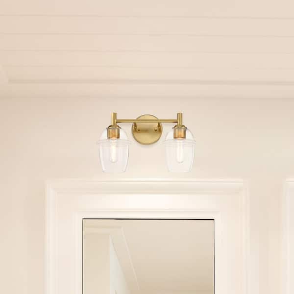 Designers Fountain - Summer Jazz 16 in. 2-Light Brushed Gold Classic Vanity Light with Clear Glass Shades