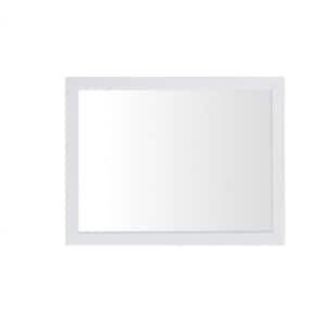 Everette 38 in. W x 29 in. H Rectangular Wood Framed Wall Bathroom Vanity Mirror in White Finish