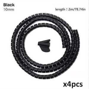 4pcs. 10 mm Flexible Spiral Cable Organizer, 78.74 in. Management Cable with Clip in Black