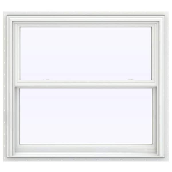 JELD-WEN 39.5 in. x 35.5 in. V-2500 Series White Vinyl Double Hung Window with BetterVue Mesh Screen