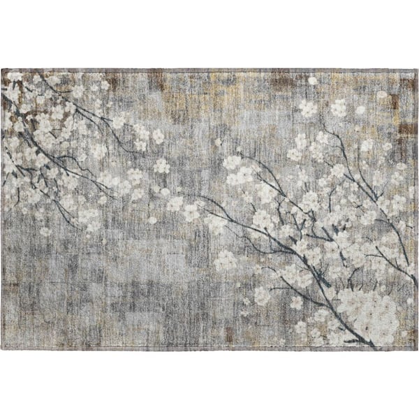 Mayfield Premium Machine Washable Abstract AMF2248 Gray 2 ft. x 3 ft. Accent Rug