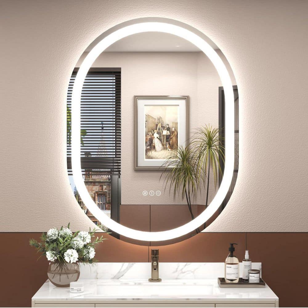 30 in. W x 40 in. H Oval Frameless Super Bright 192 LEDs/M Lighted Anti-Fog Tempered Glass Wall Bathroom Vanity Mirror price history on PriceWatchPro