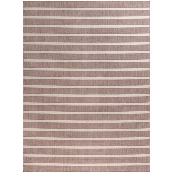 Nourison Positano Natural Ivory 9 ft. x 12 ft. Stripes Contemporary Area Rug
