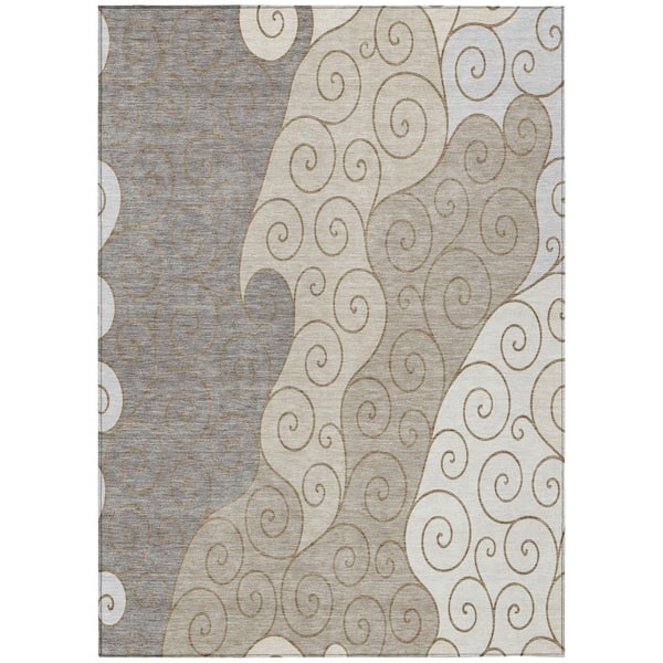 Chantille Machine Washable Indoor/Outdoor Abstract ACN2464 Taupe 3 ft. x 5 ft. Area Rug