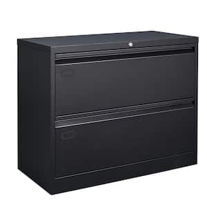 2-Tier Metal Storage Cabinet Locker with 2-Doors in Black