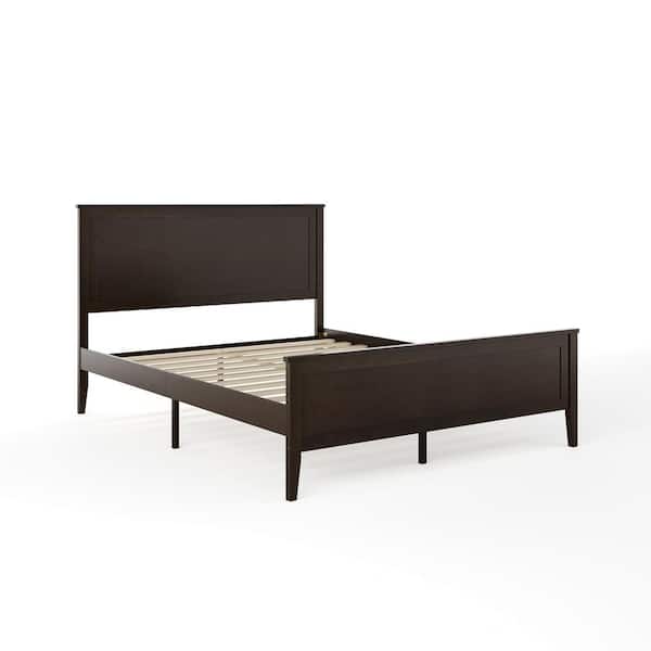 Corbin Brown Wood Frame Queen Platform Bed with Solid Wood