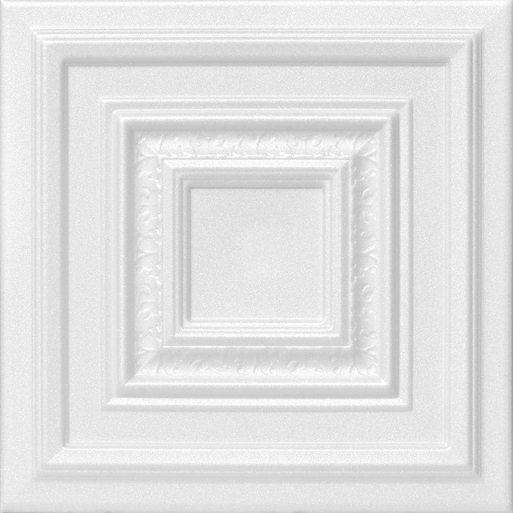 Chesnut Grove Plain White 1.6 ft. x 1.6 ft. Glue Up Foam Ceiling Tile (768 