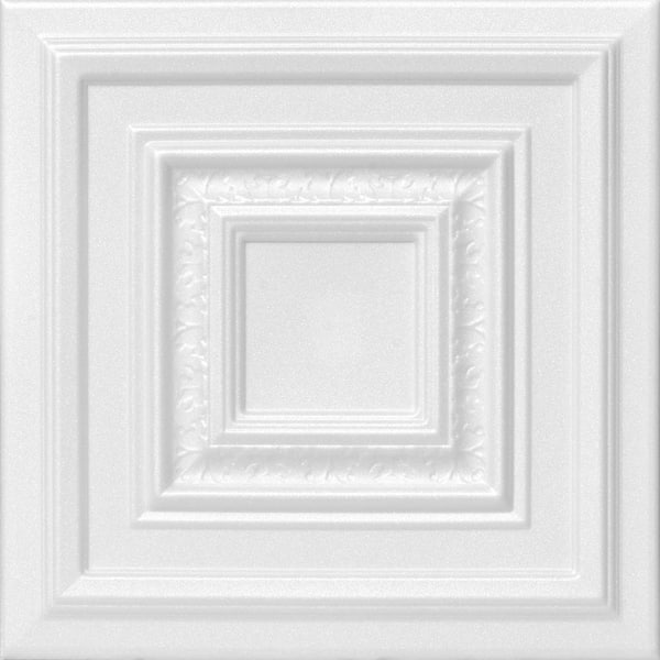 A La Maison Ceilings Chesnut Grove 1.6 ft. x 1.6 ft. Glue Up Foam Ceiling Tile in Plain White (21.6 sq. ft./case)