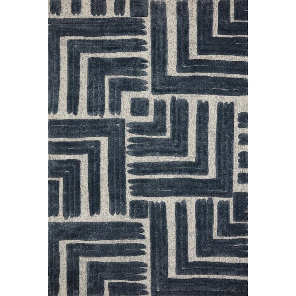 Loloi Hagen Blue/White 6 ft. 7 in. x 9 ft. 2 in. Contemporary 100% Polypropylene Pile Area Rug
