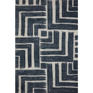 Hagen Blue/White 5 ft. 3 in. x 7 ft. 8 in. Contemporary 100% Polypropylene Pile Area Rug
