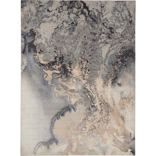 Nourison Maxell Grey 10 ft. x 14 ft. Abstract Contemporary Area Rug