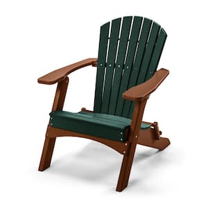 Classic Turf Green/Cedar Folding Metal Adirondack Chair