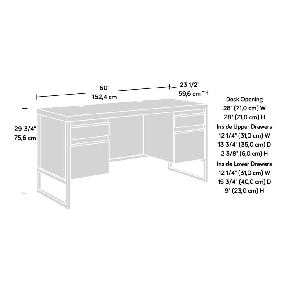 Mystic Oak Gray Wood Computer Desk with Drawers and Filing Cabinet