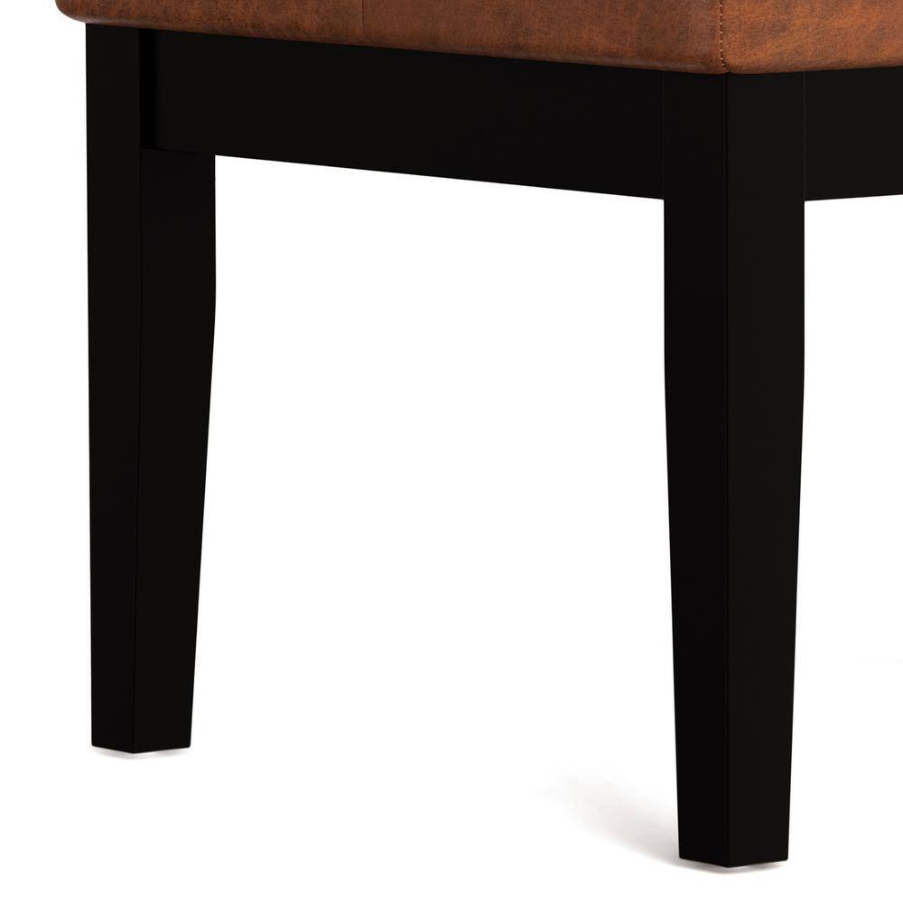 Lacey 26" Saddle Brown Tufted Faux Leather Ottoman Bench