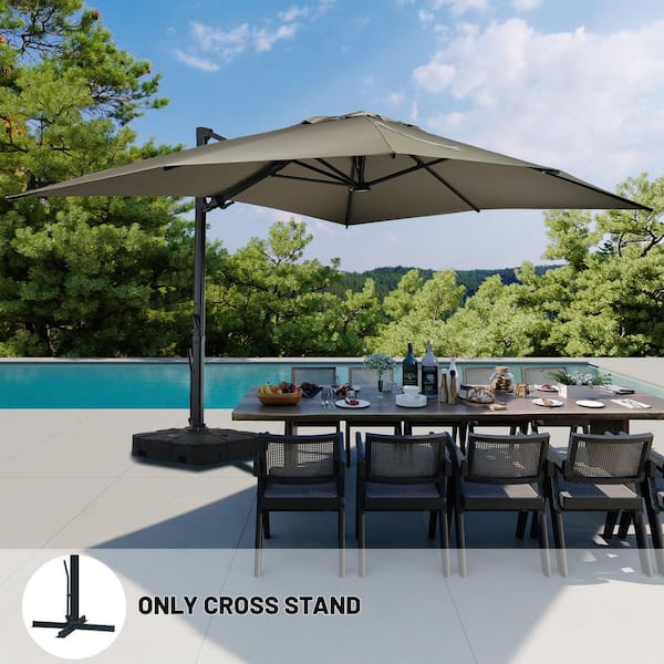 Boyel Living 10x13 ft. 360° Rotation Square Cantilever Patio Umbrella with LED Light in Taupe