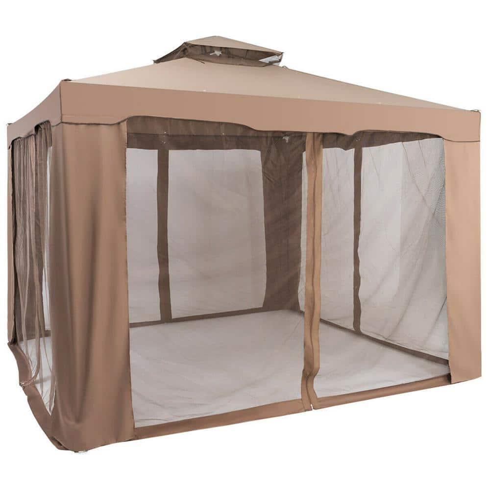 10 ft. x 10 ft. Coffee Outdoor Patio Gazebo Tent Shelter with Mosquito Netting price history on PriceWatchPro