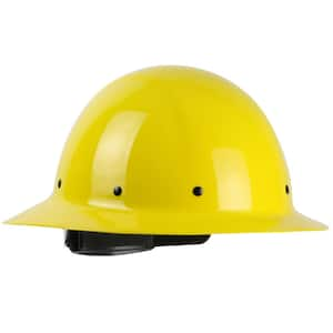 Yellow Type 1 Class G Full Brim Fiberglass Resin Hard Hat with 8-Point Ratchet Suspension