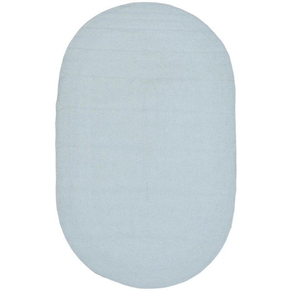 SAFAVIEH Braided Light Blue 5 ft. x 8 ft. Oval Solid Area Rug