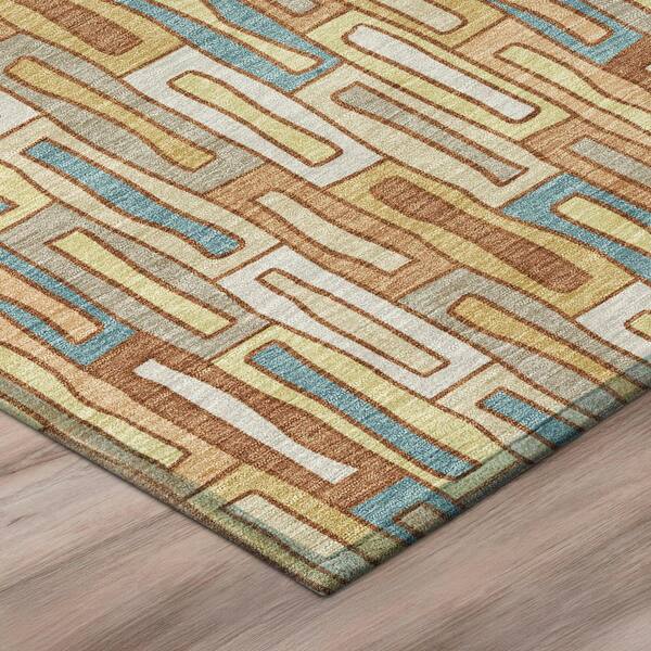 Chantille Machine Washable Indoor/Outdoor Abstract ACN3054 Paprika 8 ft. x 8 ft. Round Rug